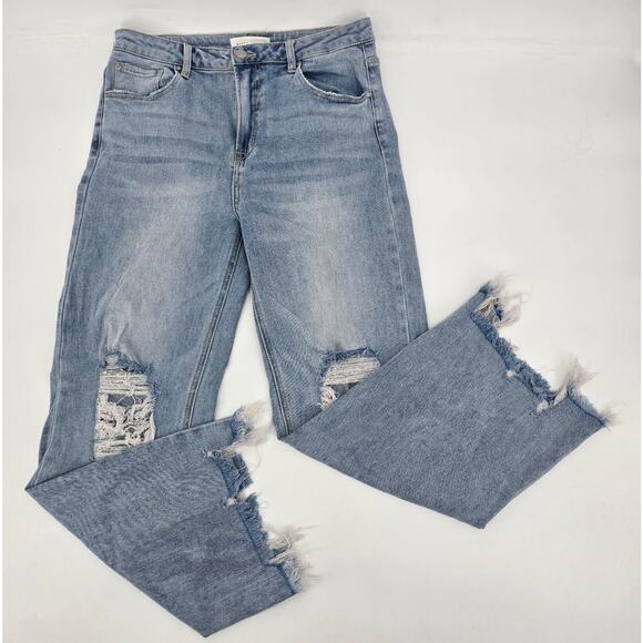 Risen Jeans Denim - Risen Distressed Wide Leg Jeans – Size 13/31